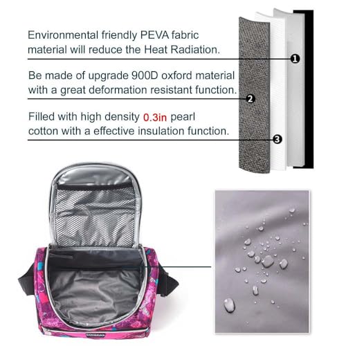 Lunch Bag for Kids Coole Lunch Box Tote for Women Girls Boys Children Student Insulated Bento Bag for School Work Picnic Outdoor Activities - color: 7L Rose