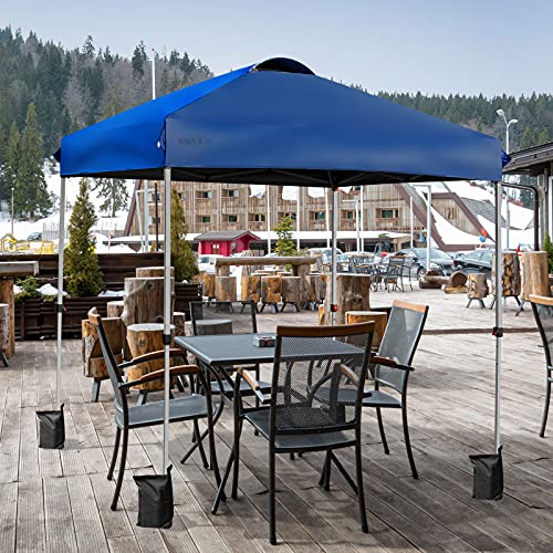 Tangkula Outdoor Pop-up Canopy Tent, 6.6 x 6.6 FT Height Adjustable Commercial Instant Canopy w/Portable Roller Bag, 4 Weight Bags, Outdoor Camping Sun Shelter for Camping, Party - color: Blue, size: 6.6x6.6 FT