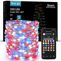 BrizLabs Smart Fairy String Lights, 66ft 200 LED WiFi 4th of July Fairy Lights App Control, Dimmable Red White Blue Light Rainbow Christmas Light, Music RGB Xmas Lighting Work with Alexa & Google Home - color: 200 LED Smart (Silver Wire)