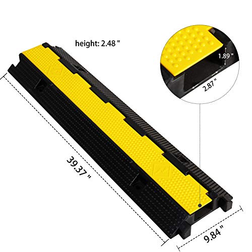 1 Pack Rubber Cable Ramp Hose Cable Protector Ramp 1 Channel 22000Lbs Load Capacity Traffic Speed Bump Wires Power Lines Extension Cord Cover for Indoor Outdoor - color: 22000Lbs-1Channel-1Pack