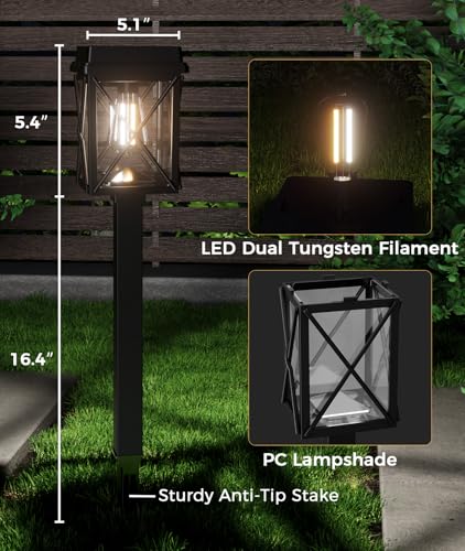 XMCOSY+ 12 Pack Solar Pathway Lights, 50LM Bright Garden Lights Solar Powered, Long Lasting Outdoor Solar Lights for Yard Backyard Driveway Walkway Landscape Path (Warm/Cool White) - size: 12 Pack