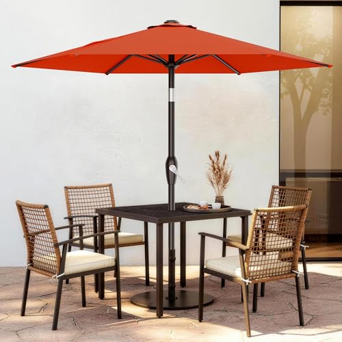 AreShark 7.5FT Patio Umbrella Table Market Umbrella with 6 Sturdy Ribs, Button Tilt/Crank, Heavy-Duty Outdoor Umbrellas for Pool, Deck, Garden and Backyard, Orange - color: Orange, size: 7.5FT