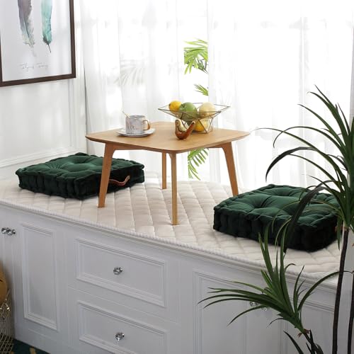 vctops Square Solid Color Velvet Seat Cushion with Handle Tufted Thicken Chair Pad Tatami Floor Pillow Cushion 16.5"x16.5"x4" Green - color: Green