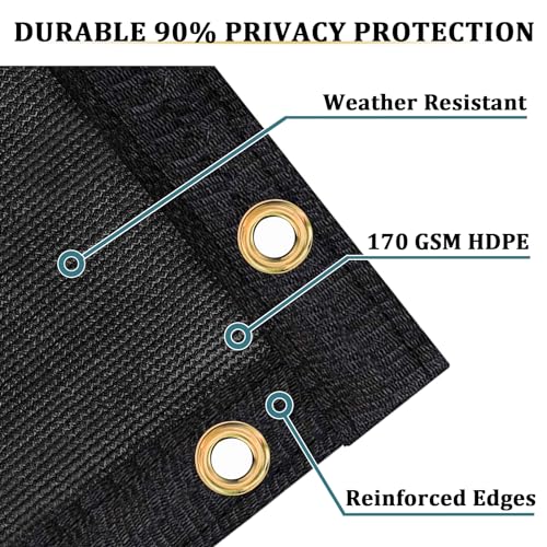 Shade&Beyond 5' X 50' Customized Size Privacy Screen Fence 170 GSM Fencing Mesh Shade Net Cover for Wall Garden Yard Backyard Indoor Outdoor Home Decoration, Black - color: Black, size: 0 5' x 5 0'