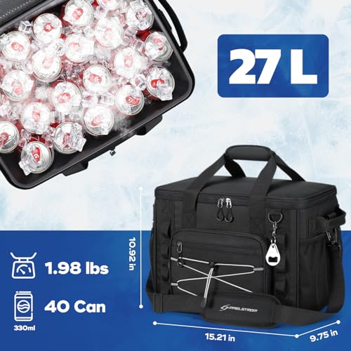 Maelstrom Soft Sided Cooler Bag, 30/40 Can Collapsible Insulated Ice Chest, Large Leakproof Portable Storage for Camping, Travel, Kayaking & Beach - color: 1.Black, size: 40 Can