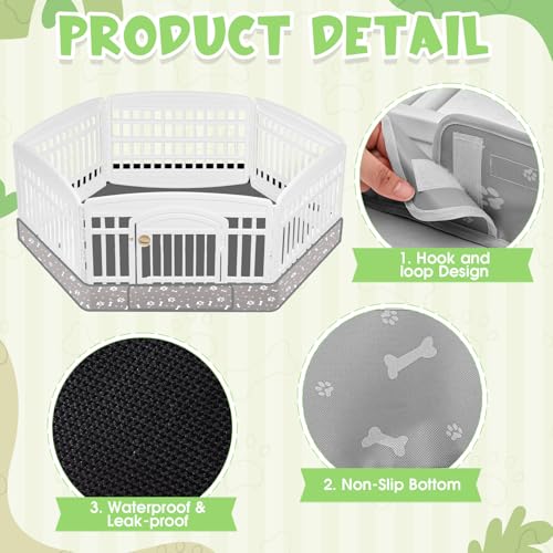 Marsui Dog Playpen Bottom Pad Fits for 36inch W and 24inch H 6 Panels Exercise Pet Dog Mat Puppy Crate Pad Reusable Washable Pet Training Pee Mat Hoop and Loop Design, Playpen Not Included (Gray) - color: Gray