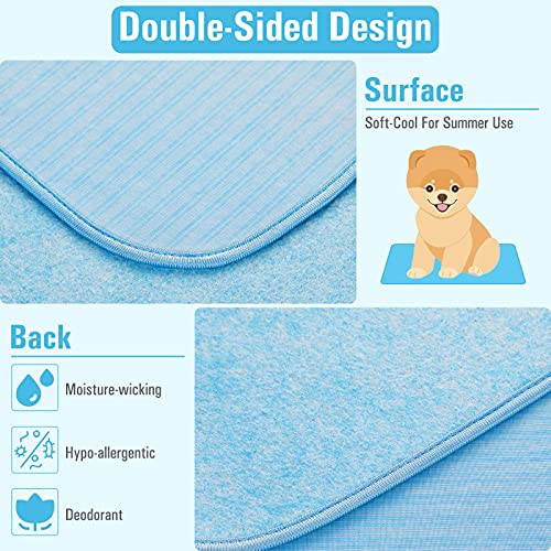 Rywell Dog Cooling Mat, Self Cooling Pad for Dogs, Arc-Chill Q-Max>0.4 Reusable Summer Pet Ice Cool Bed with Super Absorption, Machine Washable & Portable, Home & Travel -L Blue