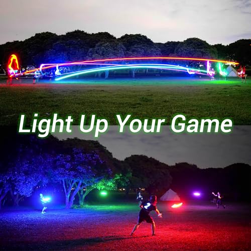 TOSY Flying Disc - 108 RGB Multicolor or 36 Monocolor LEDs, Super Bright, Smart Modes, Easter Basket Stuffers Gift, Camping Toy for Kid/Teen/Adult, Auto Light Up, Rechargeable, Waterproof, 175g - color: Rgb Disc (Multi-color, White Disc)