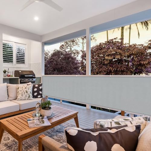 LOVE STORY 3' x3' Gray Waterproof Balcony Privacy Screen Cover - Opaque Fence Covering Privacy, 100% Polyester Fabric, UV Protection Shield for Apartment Railing,Outdoor Patio, Deck, Porch - color: Gray, size: 0 3' x 0 3' -PES