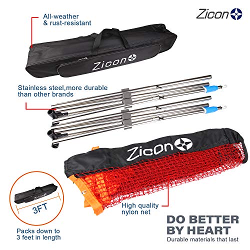 Portable Tennis Net,Stainless Steel Poles Badminton Net Set Adjustable Height Nylon Net with Carry Bag, for Kids Volleyball, Pickleball,Soccer, Indoor, Outdoor Court, Backyard, Beach, Driveway - size: 20 FT