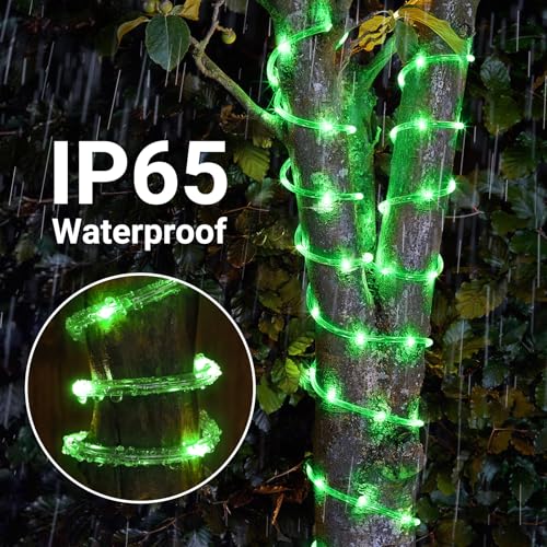 Solar Rope Lights, 33ft 100LED Solar String Lights, 8 Modes Waterproof Solar Powered Outdoor Light, Flexible Clear Tube Light for Garden Backyard Patio Deck Porch Pool Tree Christmas Decoration -Green - color: Green, size: 33ft