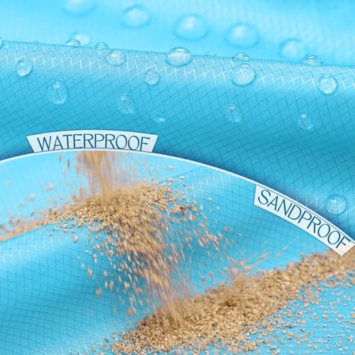 BYDOLL Beach Blanket Waterproof Sandproof Large Sand Free, 78''X81'' Oversized Sandless Lightweight Blanket Picnic Mat for Beach Travel Camping Hiking with Stakes - color: Blue, size: 78"X81"