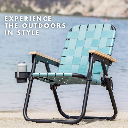 GoSports WOVN Beach Backpack Chair - 9 Styles Available - Premium Folding Camping Chair - color: Stone Blue