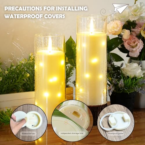 kakoya 11" x 4" Large Outdoor Waterproof Flameless LED Candles with Remote and Timer,Acrylic Pillar Candles Battery Operated with Embedded Star String for Porch,Patio,Outdoor Decor,Set of 2(Ivory) - color: Ivory, size: 2PCS-D4"xH11"