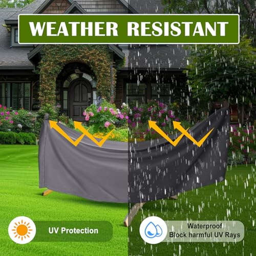 Tranqun Hammock Cover 188" W x 58" D x 20" H, Fits 14-16 ft Hammock Stand, Heavy Duty 420d Oxford Waterproof UV Resistant Outdoor Patio Cover with Adjustable Buckle Straps, Double Stitched Seam(Gray) - color: Grey