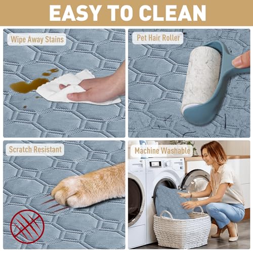 ZNSAYOTX Ultimate Cozy Blankets (30"x70") 100% Waterproof Sofa Mat Blanket for Dog Pets, Bed Couch Protector with Non-Slip Back Washable Durable, Pee Scratch Proof Easy to Clean (Grey Blue) - color: Grey Blue, size: 30x70 Inch
