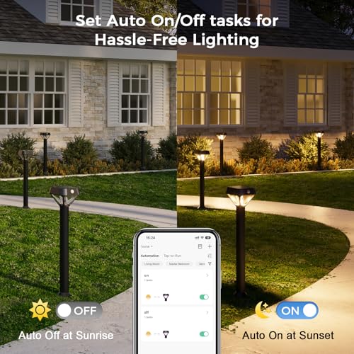 XMCOSY+ Smart Solar Pathway Lights, 150LM Motion Sensor Outdoor Lights, Waterproof, APP Control RGBCW Color Changing Garden Light for Yard Landscape Driveway, Compatible with Alexa, 6 Pack - size: 6 Pack (Includes smart bridge)