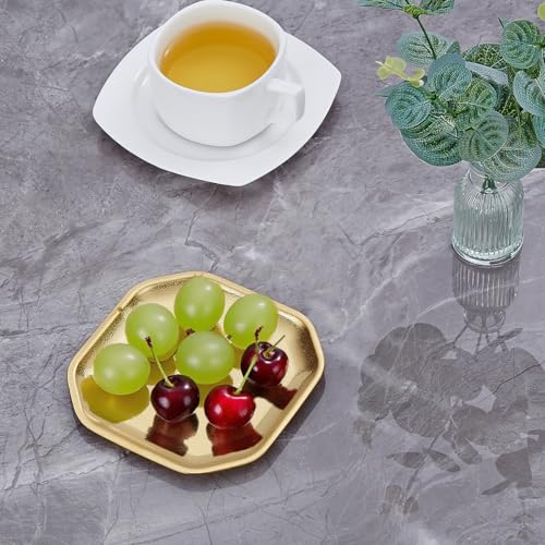 SANQIAHOME 5.1x5.1 inch square Appetizer Plates,thick stainless steel Dinner Plates, Pasta Dessert Plates for Sushi, Fruit oven/Dishwasher Safe, Set of 4,Gold - color: Gold, size: 5.1x5.1 in