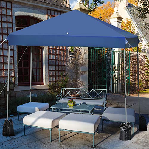 Tangkula 8x8 Ft Pop Up Canopy, Straight Leg Instant Tent Shelter with Wheeled Bag, 4 Sand Bags, 8 Stakes, 4 Ropes, Outdoor Canopy Tent for Camping, Beach, Backyard (Blue) - color: Blue, size: 8x8 FT