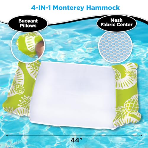Waterlife 4-in-1 Pool Hammock 2-3-4 Packs, Inflatable Pool Chair Float, Water Hammock (Saddle, Lounge Chair, Hammock, Drifter), Multiple Colors - color: Navy Blue & Green