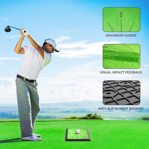 COSPORTIC Golf Hitting Mat, Golf Training Mat for Swing Path Feedback Detection Batting,Extra Replaceable Golf Practice Mat, Golf Gifts for Men Women for Home Indoor Outdoor - color: Golf Mat