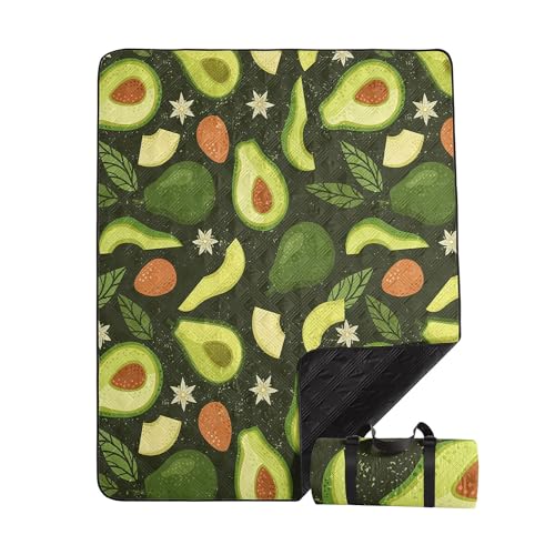 Outdoor Picnic Blanket,Portable Sandproof Waterproof Picnic Mat,Avocado Printed Camping Beach Mat for Sand and Wet Grass Hiking (Avocado S) - color: Avocado, size: Standard - 59"x78"