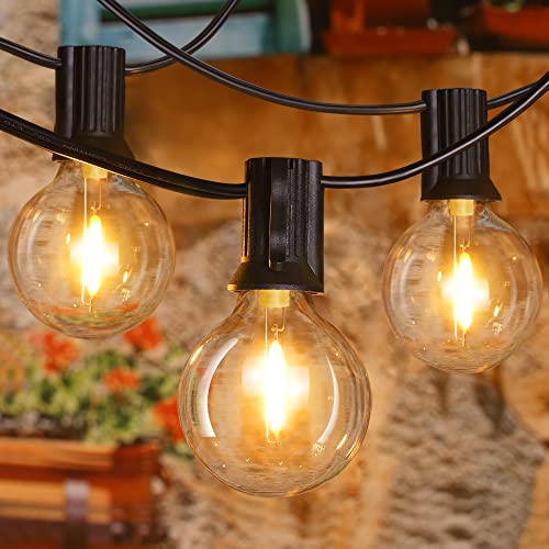 Ollny 25FT Outdoor String Lights, Waterproof Connectable Shatterproof Outside Light with 13 Edison + 1 Spare LED Bulbs Plug in, Patio Lights for Indoor Balcony Porch Camping Deck - color: Black Wire, size: 25FT-Warm White