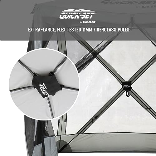 CLAM Quick-Set Pop Up Screen Tent, Traveler, 6 x 6 ft, Instant Setup Gray Portable Outdoor Shelter, Compact Bug-Free Canopy Tent for Camping, Fishing, Backyard - Gray - color: Gray - w/ Wind Panel Flaps