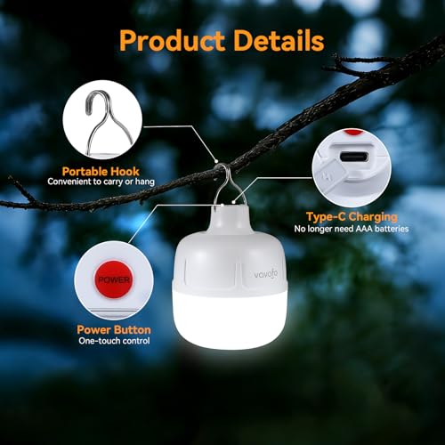 VAVOFO 2PCS 20W LED Camping Lantern Rechargeable, 1200LM Camping Light , 3000mAh Portable Tent Light , IP65 Waterproof Flashlight Lanterns for Emergencies ,Power Outages,Hurricane (White) - color: White+White