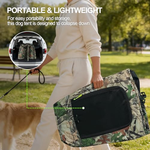Dog Tent for Medium & Large Dogs, Pop Up Dog Enclosure, Waterproof Pet Tent with Zipper & Ground Spike, Portable Pet Playpen for Camping Beach, Puppy Tent Outdoor/Indoor 37.4x37.4x24.4 inch (Size L) - size: L 37.4x37.4x24.4 inch