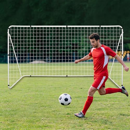 Liliful 12 x 6/10 x 6.5 ft Soccer Goal for Backyard Portable Soccer Net and Steel Weatherproof Frame Folding Goals with 6 Ground Stakes for Adults Youth Outdoor Training Competition - size: 10 x 6.5 ft