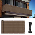 Balcony Privacy Fence Screen 3' x 10' Mesh Windscreen Fencing Shield Cover Included Cable Ties for Deck Apartment Porch Backyard Patio Outdoor, Brown