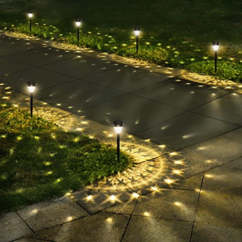 URAGO Super Bright Solar Lights Outdoor Waterproof-10 Pack, Dusk to Dawn Up to 12 Hrs Solar Powered Outdoor Pathway Garden Lights Auto On/Off, LED Landscape Lighting Decorative for Walkway Patio Yard - color: Warm White