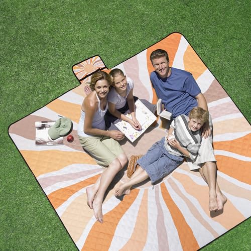 Picnic Blankets, Large Beach Blanket Waterproof Sandproof, Foldable & Portable Outdoor Picnic Blanket, 79''x79'' 3-Layer Picnic Mat for Camping, Park, Travel, Grass Lawn-Boho Sunburst - color: Boho Sunburst