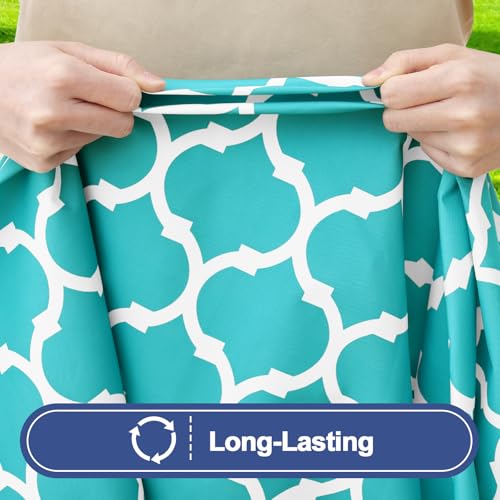 Smiry 2 Pack Rectangle Table Cloth 6 Foot, Waterproof Elastic Fitted Tablecloths, Windproof Washable Polyester Table Cover for Picnic, Camping, Outdoor (Aqua, 30"x72") - color: Aqua, size: 30"x72"