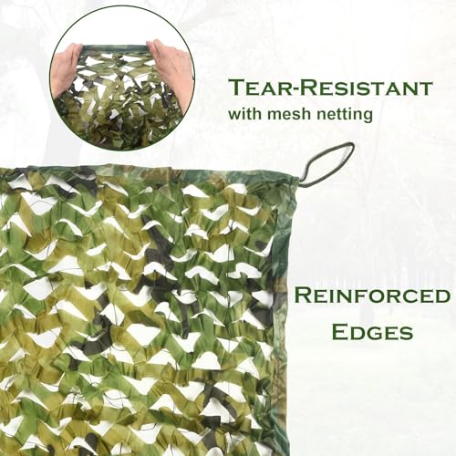 Camo Netting Camouflage Netting 6.5ft×10ft,10ft×10ft, 20ft×20ft,with Mesh Backing, Hunting Blind Nets, Sunshade Canopy, Army Tarp Fence Net for Party Decoration, Photograph and Car Cover - color: Woodland 02, size: 10ftx20ft