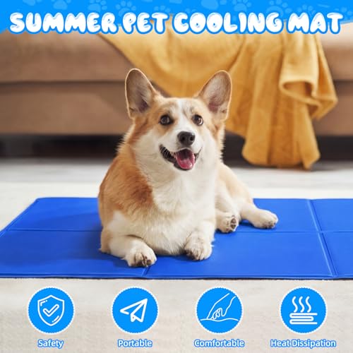 Drydiet 4 Pack Dog Cooling Mat - 23'' X 35'' Solid Gel Self Cooling Mat with Storage Bag Pressure Activated No Refrigeration or Electricity Needed Pet Pad for Dogs & Cats Kennels, Crates, Beds - size: 23'' X 35''