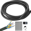 1/4 Inch Wire Loom Split Tubing - 15 ft Cord Protector Electric Wires Covers, Automotive Wire Flexible Conduit, Plastic Wire Cover with Cable Zip Tie (1/4"-15ft) - size: 1/4"-15ft
