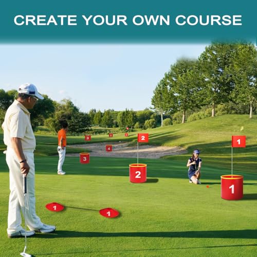 Golf Yard Bucket Games, 6 Holes Golf Practice Game with Flag, Indoor Outdoor Golf Chipping Game for Park, Beach, Backyard, Lawn - size: 5 SET