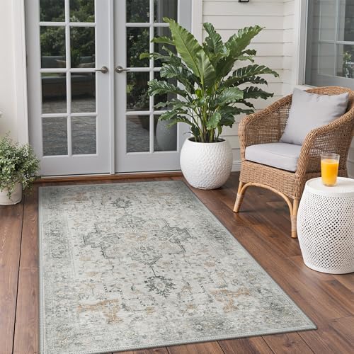 GENIMO Outdoor & Indoor Area Rug 3'x 5', Waterproof, Non-Shedding, Easy Cleaning, Boho Mat for Patio, Living Room, Balcony, Dining Room, RV, Deck, Bedroom, Camping, Outside Carpet,Light Grey Brown - color: Light Grey Brown, size: 3' x 5' (Rectangular)