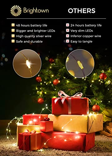 Brightown 12 Pack Led Fairy Lights Battery Operated String Lights Waterproof Silver Wire 7 Feet 20 Led Firefly Starry Moon Lights for DIY Wedding Party Bedroom - color: Warm White & White, size: 12 Pack