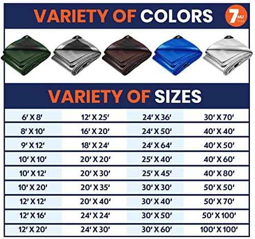 Heavy Duty 7 Mil Tarp Cover, Waterproof, UV Resistant, Rip and Tear Proof, Poly Tarpaulin with Reinforced Edges for Roof, Camping, Patio, Pool Cover, Boat (Blue 6′ X 8′) - color: Blue-7 Mil, size: 6′ X 8′