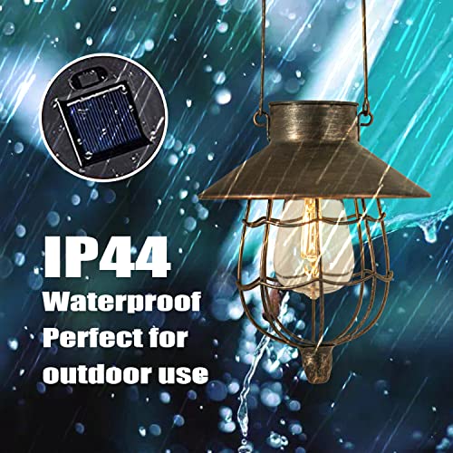 YAKii 6 Pack Solar Lantern Hanging Waterproof Outdoor Metal Solar Lamp with Warm White Light Decorate for Yard Garden Pathway Patio Porch (Antique Copper) - style: Copper-6 pack