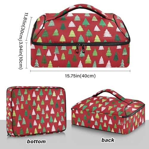 Casserole Carriers for Hot or Cold Food Reusable Casserole Dish Carrier Insulated Thermal Large Capacity Durable Perfect for Party Camping Family Gatherings Yellow Fish - color: Christmas Trees White Green