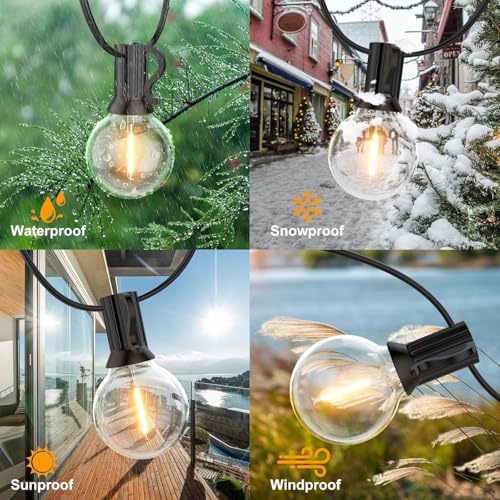 GPATIO Outdoor String Lights, 50FT G40 Bulbs Shatterproof Patio Lights, Waterproof Dimmable Hanging Outdoor Lights, Connectable LED Outside Lights for Backyard Yard Gazebo Porch Party - size: 50FT