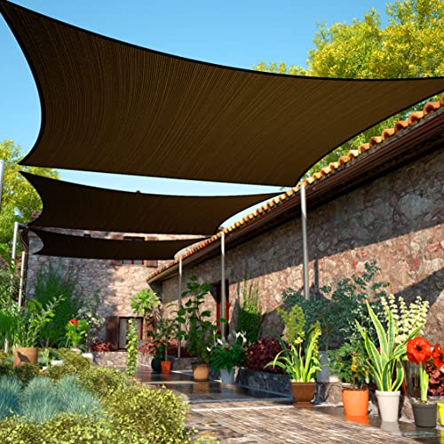 ShadeMart 8' x 10' Brown Sun Shade Sail Rectangle Canopy Fabric Cloth Screen SMSL, Water and Air Permeable & UV Resistant, Heavy Duty, Carport Patio Outdoor - (We Customize Size) - color: Brown, size: 0 8' x 1 0'