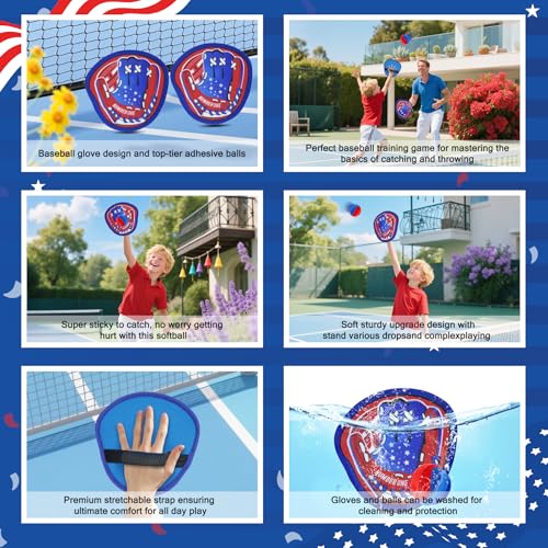 Toss and Catch Ball Game – Outdoor Toys for Boys & Girls with Glove & Sticky Balls,to Create Lasting Memories with Family & Friends at the Yard, Beach, or Pool for 3 4 5 6 7 8 9 10 Year Old Boys Girls