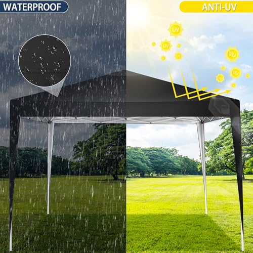 COBIZI Canopy 10x10 Pop Up Canopy Tent Party Tents for Parties Weddings Backyard Waterproof Canopy Outdoor Commercial Canopy Event Tent with Stakes, Ropes, Sandbags, Black - color: BLACK, size: 10x10FT without sidewall
