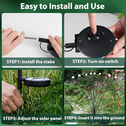 8-Pack Garden Solar Lights, 64 LED Solar Light Outdoor for Garden Decor, Waterproof Firefly Light Outdoor (Sway by Wind), Swaying Light for Outside Yard Pathway Landscape Decorations (Warm White) - color: Warm White, size: 8 Pack