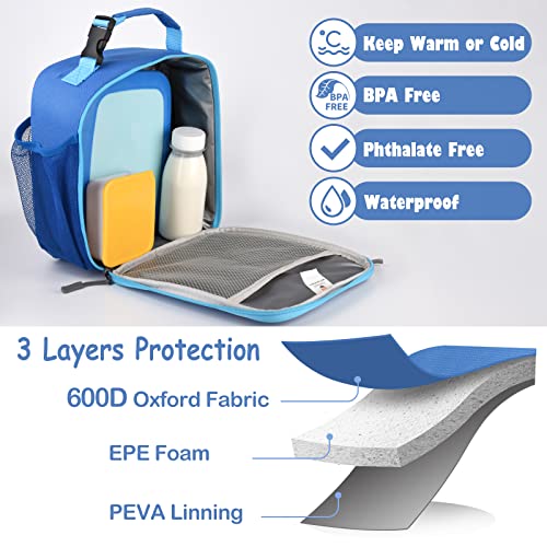 CaCTOUR Lunch Box Kids,2 Packs Insulated Lunch Bag for Girls Boys,Soft Bag Mini Cooler Back to School Thermal Reusable Lunch Bag for Work School Picnic (Blue & Purple) - color: 2pk Blue+Purple